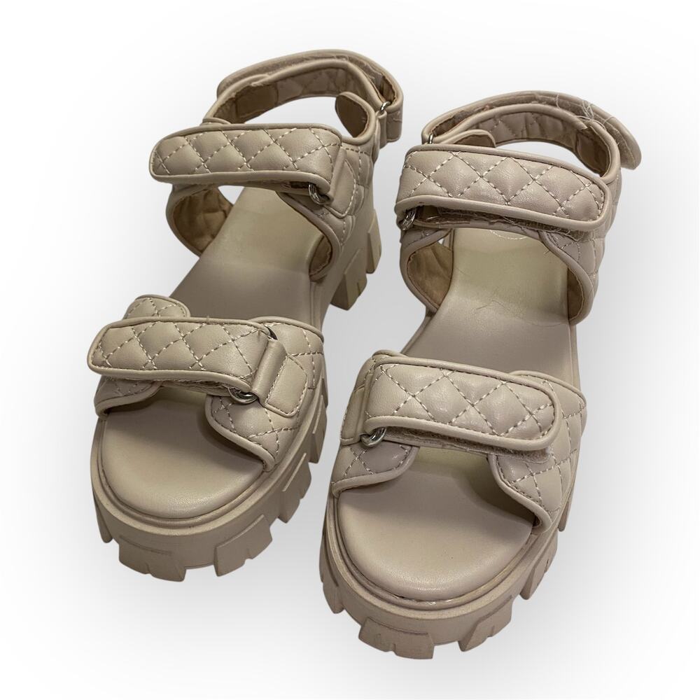 Missguided Quilted Chunky Granded Sandals Women’s US 6 Cream